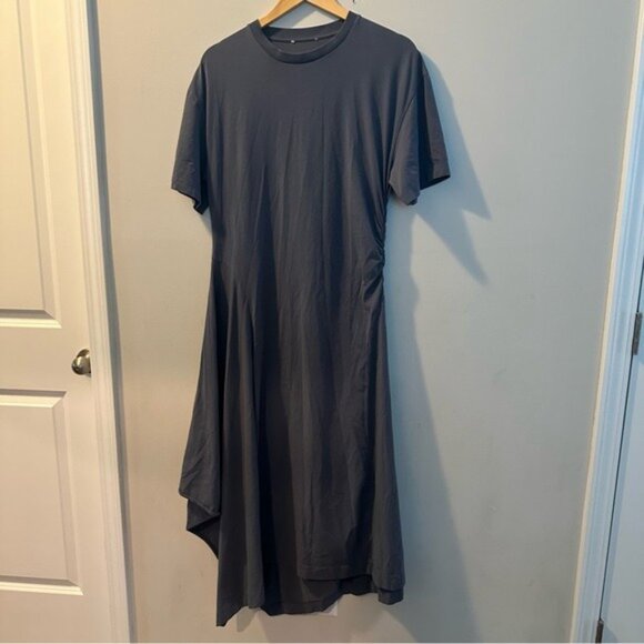 COS Slate Blue Asymmetric Hem T-Shirt Dress Cotton Blend Size Medium - Picture 5 of 16